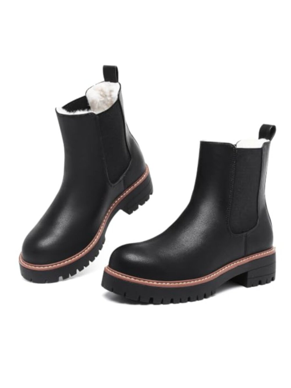 Faux Fur Lined Chelsea Ankle Booties Water Resistant Winter Snow Boots
